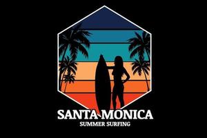 santa monica sommer surffarbe blaugrün und orange vektor