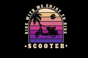 fahre mit mir viel Spaß beim Rollerfahren farbe creme pink und lila vektor