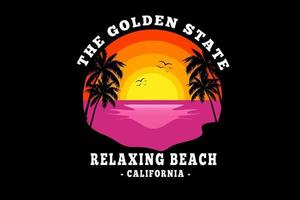 der goldene staat entspannender strand kalifornien farbe orange gelb und pink vektor