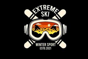 extremes Ski-Silhouette-Design mit Retro-Hintergrund vektor