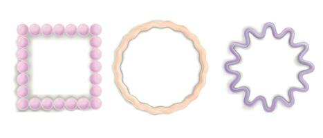 uppsättning av realistisk 3d pastell Färg ramar med oregelbunden vågig former. isolerat matt tom mallar för text vektor