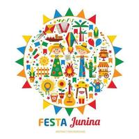 festa junina byfestival i Latinamerika. ikoner som i banner vektor