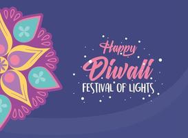 Happy Diwali Festival, spirituelle Tradition Hindu Mandala Blume, Vektordesign vektor