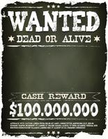 Wanted Vintage Western Poster auf Tafel vektor