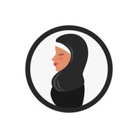 Profil einer islamischen Frau mit traditioneller Burka im Kreis vektor