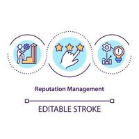 rykte management koncept ikon. allmän åsikt. byggföretagets positiva image. affärsinflytande idé tunn linje illustration. vektor isolerad kontur rgb färg ritning. redigerbar stroke