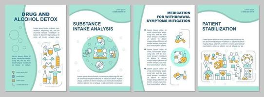 Broschürenvorlage zur Entgiftung von Drogen und Alkohol. Patientenbehandlung. Flyer, Broschüre, Broschürendruck, Cover-Design mit linearen Symbolen. Vektorlayouts für Präsentationen, Geschäftsberichte, Anzeigenseiten vektor