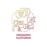 Symbol für das Konzept der Messaging-Plattformen. Cybermobbing-Kanalidee dünne Linie Illustration. verletzende SMS. jemanden mit E-Mails belästigen, peinliche Bilder. Vektor isoliert Umriss RGB-Farbzeichnung