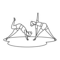 Schönheitsmädchenpaar, das Pilates-Position übt vektor
