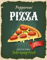 Retro snabbmat Pepperoni Pizza affisch vektor