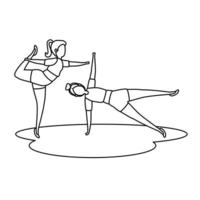 Schönheitsmädchenpaar, das Pilates-Position übt vektor