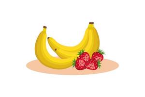 isolierte Bananen und Erdbeeren Vektordesign vektor