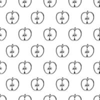 nahtloses Muster mit handgezeichneten Obstelementen Apfel. vegetarische Tapete. für Designverpackungen, Textilien, Hintergrund, Designpostkarten und Poster. vektor