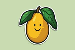 en klistermärke av en mango med en smiley ansikte vektor