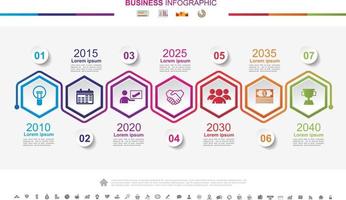 Timeline Infografiken Geschäftserfolgskonzept mit Diagramm. nein8 vektor