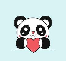 Panda Sitzung Liebe süß eben Design vektor