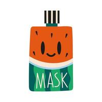 ark mask med en vattenmelon, tecknad serie stil. ansiktsbehandling hud vård, hand ritade, platt design. vektor