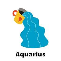 astro zodiaken tecken aquarius isolerat på vit bakgrund. vektor