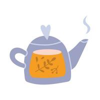 Glas Teekanne mit Tee, Karikatur Stil. modisch modern Vektor Illustration isoliert auf Weiß Hintergrund, Hand gezeichnet