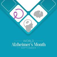 alzheimers månad är observerats varje år i september, den är en progressiv sjukdom, var demens symptom gradvis förvärra över en siffra av år. vektor illustration