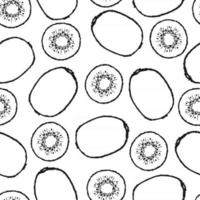 nahtloses Muster mit handgezeichneten Fruchtelementen Kiwi. vegetarische Tapete. für Designverpackungen, Textilien, Hintergrund, Designpostkarten und Poster. vektor