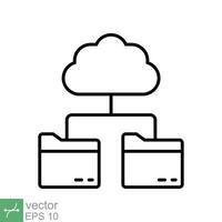 Wolke Lager Symbol. einfach Gliederung Stil. Digital Datei Organisation Service, hochladen, Computer Sicherung, Technologie Konzept. dünn Linie Vektor Illustration isoliert auf Weiß Hintergrund. eps 10.