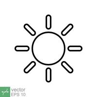 Sol ikon. enkel platt stil. natur logotyp, samtida, solnedgång, sommar begrepp. vektor illustration isolerat på vit bakgrund. eps 10.