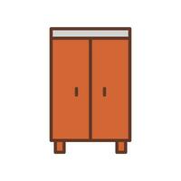 Kleiderschrank, doppelt Tür Wandschrank einfach Linie. natürlich hölzern Möbel, Zimmer Innere Element Kabinett zum Handy, Mobiltelefon Konzept und Netz Design und Anwendungen. Vektor Illustration gefüllt Gliederung Stil. eps10