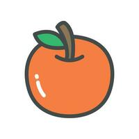reif und frisch Orange oder Zitrusfrüchte Obst Silhouette eben Linie Farbe zum Essen Apps und Webseite. runden organisch Frucht, vegan, Vegetarier Symbol. Vektor Illustration gefüllt Gliederung Stil. eps10