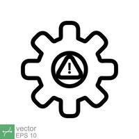 System Error Symbol. einfach Gliederung Stil. Risiko Alarm, Versagen, mechanisch Ausrüstung Motor, Ärger Service, Vorsicht, Technologie Konzept. Linie Vektor Illustration isoliert auf Weiß Hintergrund. eps 10.