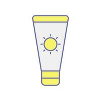 Sonne Lotion, Sonnencreme, Sonnencreme Sahne zum uv Block Sonne Schutz. Sonnenbrand Bildschirm zum Baden Strand Ferien Symbol Linie zum Netz Handy, Mobiltelefon Infografiken. Vektor Illustration gefüllt Gliederung Stil eps 10