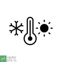 väder temperatur termometer ikon. enkel fast stil tecken för webb och app. termometer med kall och varm symbol. glyf vektor illustration isolerat på vit bakgrund. eps 10.