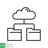 Wolke Lager Symbol. einfach Gliederung Stil. Digital Datei Organisation Service, hochladen, Computer Sicherung, Technologie Konzept. dünn Linie Vektor Illustration isoliert auf Weiß Hintergrund. eps 10.