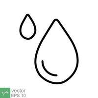 Wasser Tropfen Symbol. einfach Gliederung Stil. fallen Wasser, Tröpfchen, flüssig, Regen, sauber Wasser, Landwirtschaft, Umgebung Konzept. dünn Linie Vektor Illustration isoliert auf Weiß Hintergrund. eps 10.