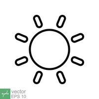 Sol ikon. enkel platt stil. natur logotyp, samtida, solnedgång, sommar begrepp. vektor illustration isolerat på vit bakgrund. eps 10.