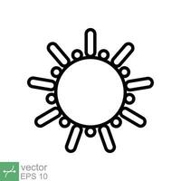 Sol ikon. enkel platt stil. natur logotyp, samtida, solnedgång, sommar begrepp. vektor illustration isolerat på vit bakgrund. eps 10.