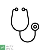 stetoskop konditionsträning enhet ikon. enkel översikt stil. medicinsk, läkare Utrustning, hälsa hjärta, sjukhus, sjukvård begrepp. tunn linje vektor illustration isolerat på vit bakgrund. eps 10.