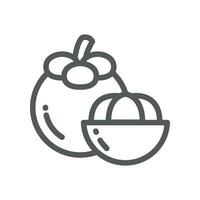 reif und frisch runden Mangostan und Scheibe Obst Single Silhouette eben Gliederung Farbe zum Essen Apps und Webseite. organisch Obst vegan, Vegetarier Symbol Vektor Illustration gefüllt Gliederung Stil eps10