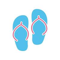 ein Paar von Strand Sandalen, Blau Hausschuhe zum Sommer- Urlaub. komfortabel Slipper Schuhwerk beim Strand. drehen, floppen, sendal, Sommer- Zeit Ferien Symbol Vektor Illustration gefüllt Gliederung Stil eps 10