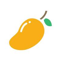 mogen och saftig färsk mango organisk frukt i orange Färg med enda blad. mat vegan linje modern silhuett på sommar tid för vegetarian, ikon. vektor illustration fylld översikt stil. eps10