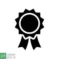 Rosette Medaille Symbol. einfach solide Stil. vergeben, Band, Leistung, Abzeichen, Zertifikat Konzept. Glyphe Vektor Illustration Symbol isoliert auf Weiß Hintergrund. eps 10.