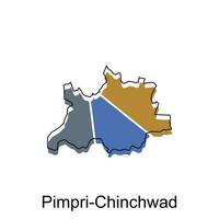 Karte von Zuhälter Chinchwad Vektor Design Vorlage, National Grenzen und wichtig Städte Illustration
