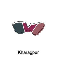 Karte von Kharagpur Stadt modern einfach geometrisch, Illustration Vektor Design Vorlage