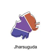 Karte von jharsuguda Stadt modern einfach geometrisch, Illustration Vektor Design Vorlage