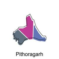 Karte von Pithoragarh Welt Karte International Vektor Vorlage mit Umriss, Grafik skizzieren Stil isoliert auf Weiß Hintergrund