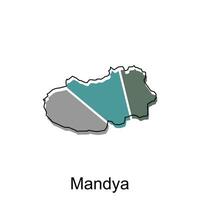 Karte von mandya Stadt modern einfach geometrisch, Illustration Vektor Design Vorlage