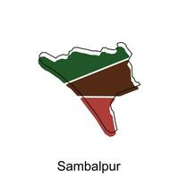 Sambalpur Stadt von Indien Land Karte Vektor Illustration Design Vorlage, Vektor mit Gliederung Grafik skizzieren Stil auf Weiß Hintergrund