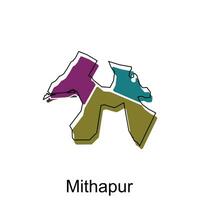 Karta av mithapur stad modern översikt, hög detaljerad illustration vektor design mall