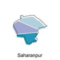saharanpur Stadt von Indien Land Karte Vektor Illustration Design Vorlage, Vektor mit Gliederung Grafik skizzieren Stil auf Weiß Hintergrund