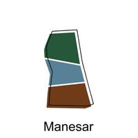 Karte von manesar Vektor Vorlage mit Umriss, Grafik skizzieren Stil isoliert auf Weiß Hintergrund